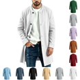 thumbnail image 1 of Fanshiluo Men's Mid‑Length Single Breasted Button Blend Coat, Long Sleeve Casual Outerwear,Size S-3XL, 1 of 7