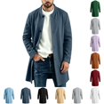 thumbnail image 1 of Fanshiluo Men's Mid‑Length Single Breasted Button Blend Coat, Long Sleeve Casual Outerwear,Size S-3XL, 1 of 7