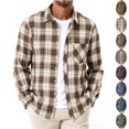 thumbnail image 1 of Fanshiluo Men's Plaid Button Down Collared Shirt, Long Sleeve Loose Fit Casual Top,M,Big and Tall Men, 1 of 6