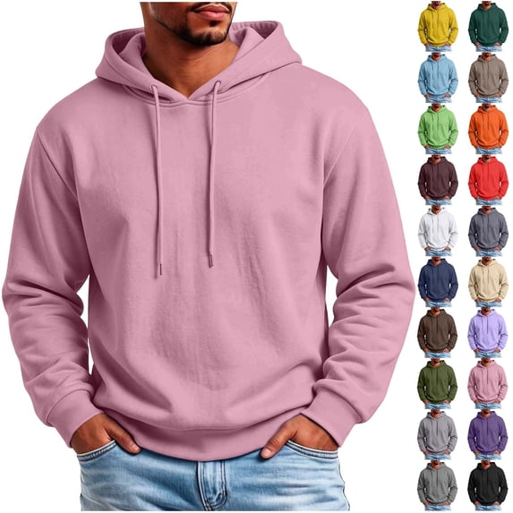 Fanshiluo Men's Solid Color Long Sleeve Pullover Hoodie,Loose Fit Basic Tops,XXL,Big and Tall Men