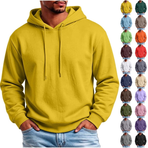 Fanshiluo Men's Solid Color Long Sleeve Pullover Hoodie,Loose Fit Basic Tops,XXXL,Big and Tall Men