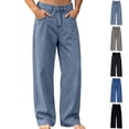 thumbnail image 1 of Fanshiluo Men's Solid Color Wide Leg Jeans, Mid Rise Loose Fit Casual Denim Pants,L,Big and Tall Men, 1 of 7