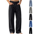thumbnail image 1 of Fanshiluo Men's Solid Color Wide Leg Jeans, Mid Rise Loose Fit Casual Denim Pants,XS,Big and Tall Men, 1 of 7