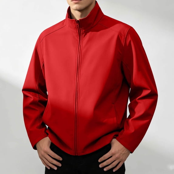Fanshiluo Men's Stand Collar Full-Zip Long Sleeve Jacket, Lightweight Windproof Casual Outerwear with Side Pockets for Men,XL,Big and Tall Men