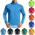 thumbnail image 1 of Fanshiluo Men's Stand Collar Full-Zip Track Jacket, Raglan Sleeve Athletic Jacket with Contrast Side Stripes and Pockets for Men,L,Big and Tall Men, 1 of 8