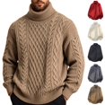 thumbnail image 1 of Fanshiluo Men's Turtleneck Cable Knit Sweater, Long Sleeve Pullover Knit Top,Size L,Big and Tall Men, 1 of 9