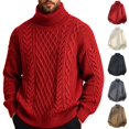 thumbnail image 1 of Fanshiluo Men's Turtleneck Cable Knit Sweater, Long Sleeve Pullover Knit Top,Size S,Big and Tall Men, 1 of 9