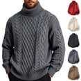 thumbnail image 1 of Fanshiluo Men's Turtleneck Cable Knit Sweater, Long Sleeve Pullover Knit Top,Size XL,Big and Tall Men, 1 of 9