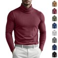 thumbnail image 1 of Fanshiluo Men's Turtleneck Long Sleeve Shirts, Slim Fit Soft Stretch Casual Basic Tops,L,Big and Tall Men, 1 of 6