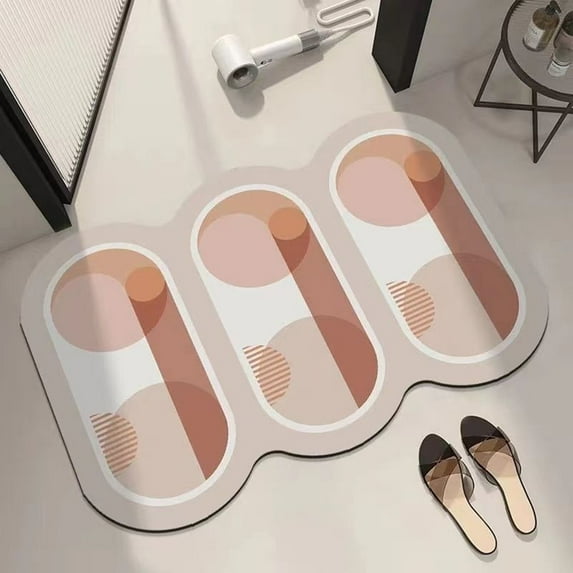 Fanshiluo Minimalist Geometry Diatomaceous Mud Floor Mat,Bathroom - Foot Mat,Shower Room Entrance,Bathroom Absorbent Carpet Floor Mat