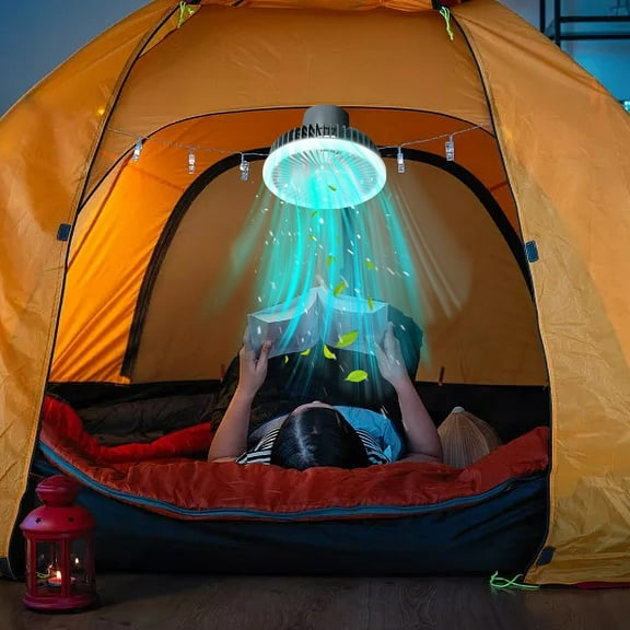 Fanshiluo Outdoor Camping Fan Portable Tent Ceiling Fan Light Usb Rechargeable Hanging Vertical Camping Tripod Outdoor Light Fan