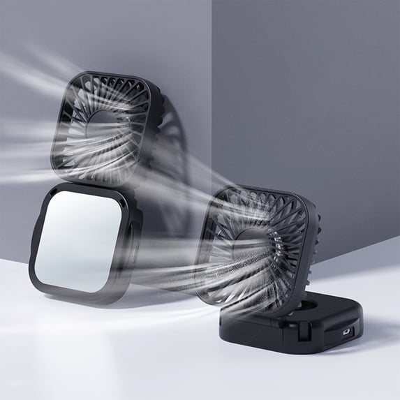 Fanshiluo Portable Fans With Their Own Vanity Mirrors USB Rechargeable Fan 3-speed Airflow Neck Hanging Suitable For Travel Home Office And Bedroom