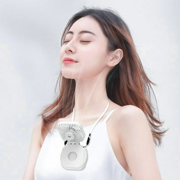 Fanshiluo Portable Fans With Their Own Vanity Mirrors USB Rechargeable Fan 3-speed Airflow Neck Hanging Suitable For Travel Home Office And Bedroom