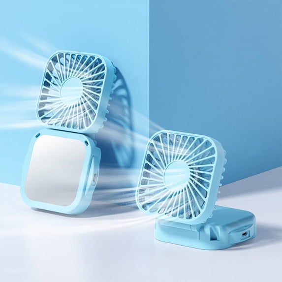 Fanshiluo Portable Fans With Their Own Vanity Mirrors USB Rechargeable Fan 3-speed Airflow Neck Hanging Suitable For Travel Home Office And Bedroom