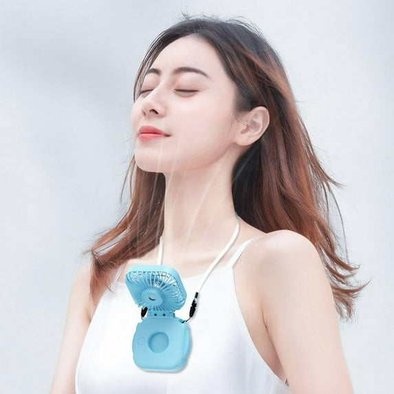 Fanshiluo Portable Fans With Their Own Vanity Mirrors USB Rechargeable Fan 3-speed Airflow Neck Hanging Suitable For Travel Home Office And Bedroom
