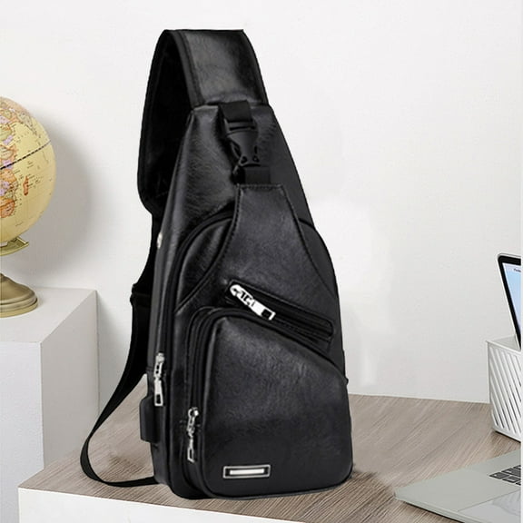 Fanshiluo Sling Bag For Men Women Shoulder Backpack Chest Bags Crossbody Daypack With Earphone Hole For Hiking Camping Outdoor Trip