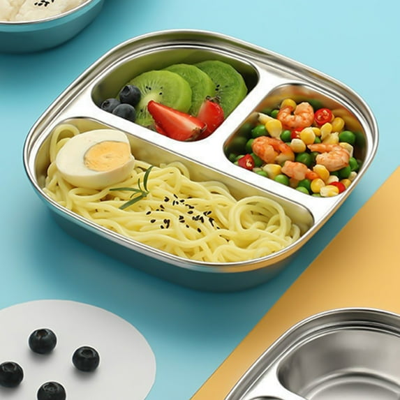 Fanshiluo Stainless Steel Divided Kids Plates,Indestructible Dinner Plates For Kids,Cute Shape Divided Plates For Picky Eaters,Lunch,Camping
