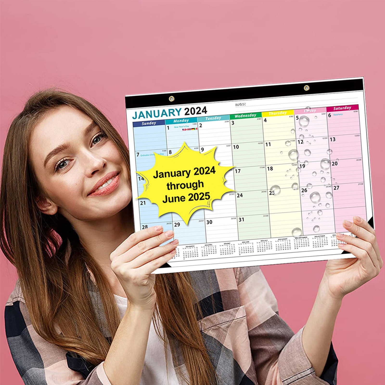 Fanshiluo Sturdy Double Wire Binding,Large Daily Blocks,18 Month Wall