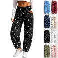 thumbnail image 1 of Fanshiluo Women's Polka Dot Drawstring Jogger Pants, Casual Elastic Waist Sweatpants,Size S-2XL, 1 of 7