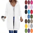 thumbnail image 1 of Fanshiluo Women's Zip Up Hoodie Long Jacket, Long Sleeve Casual Open Front Hooded Coat with Pockets,Size S-5XL, 1 of 9