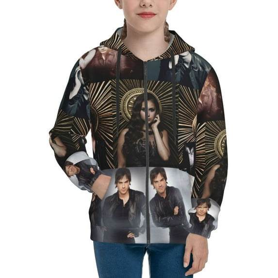 Fanstasy Vampire Diaries Teen Sweatshirts Hoodies Youth Hooded Hoody Fashion Zipper Coat For Boys And Girls