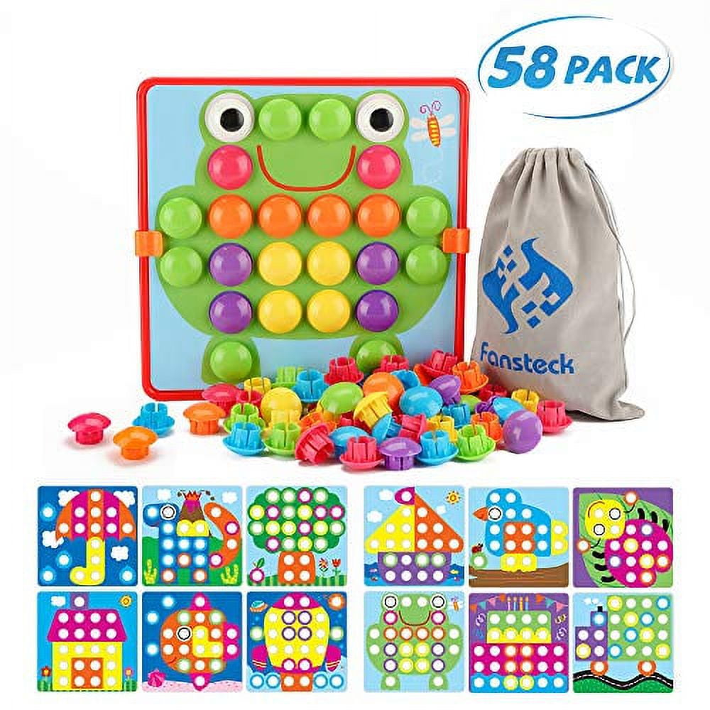 58 Pcs Button Art Toys for Toddlers,Toddler Activities Crafts for Toddlers  2-4 Years,Color Matching Mosaic Pegboard Early Learning Educational  Toys,Include 12 Pictures and 46 Buttons with Box - Yahoo Shopping