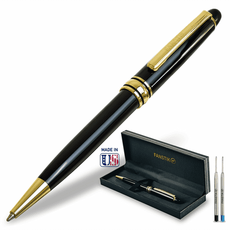 Fanstik Luxury Pen for Men and for Women Refill Included (Ballpoint Black & Gold)