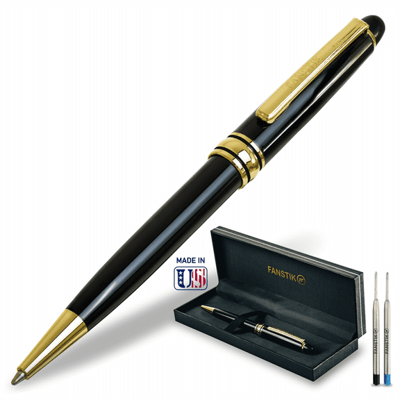 Fanstik Luxury Pen for Men and for Women Refill Included (Ballpoint Black & Gold)