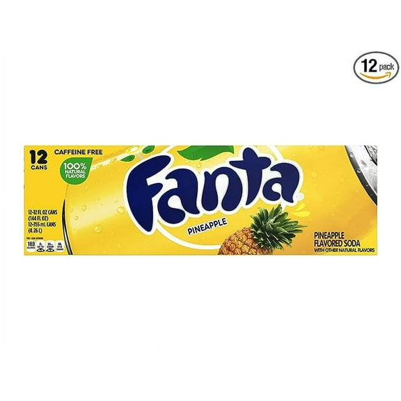 Fanta Fruit Flavored Soft Drink -Pineapple flavored (12 Pack) - Bundled by Louisiana Pantry