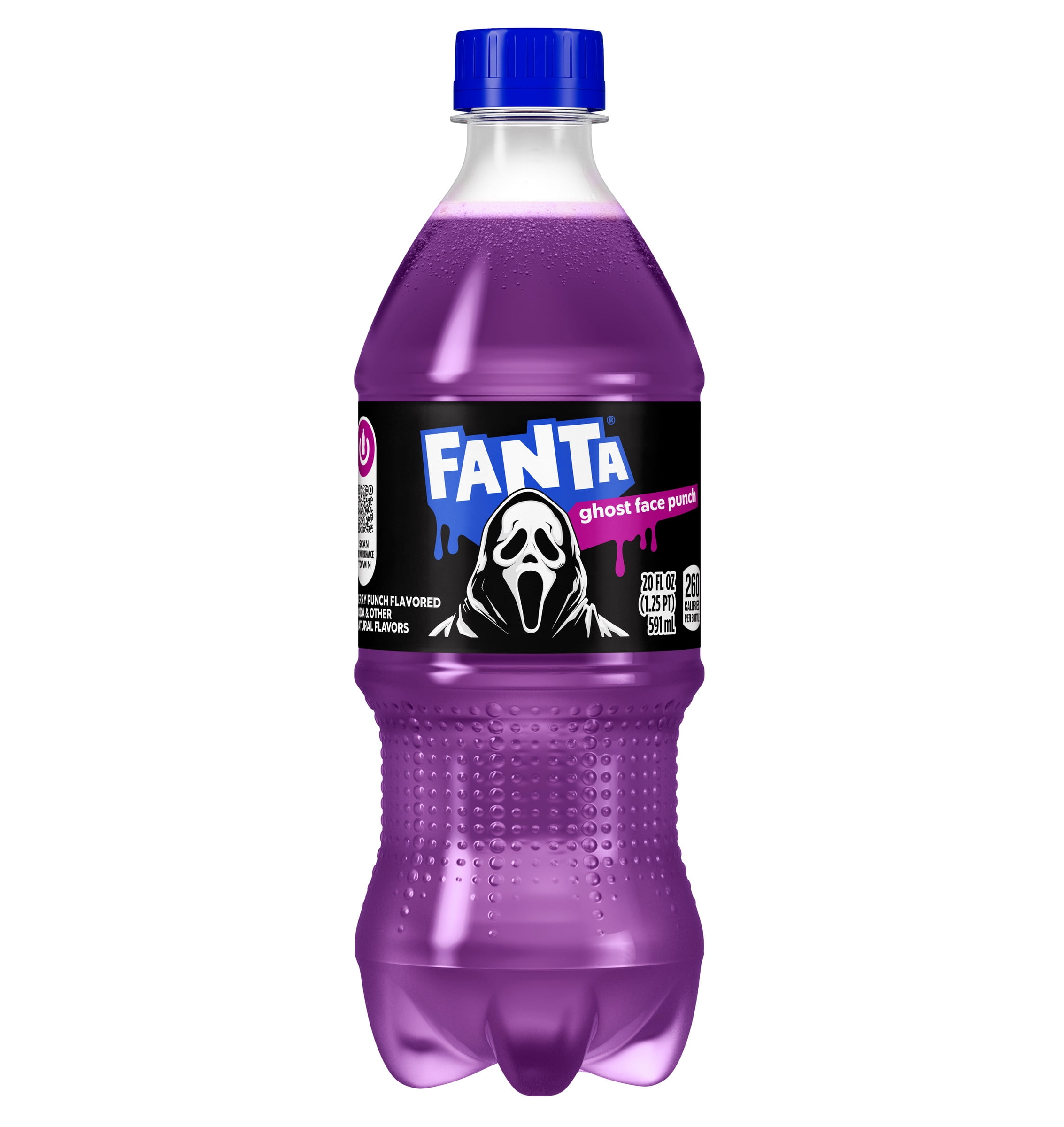 Fanta Ghost Face Punch Soda Pop Bottle, 20 fl oz