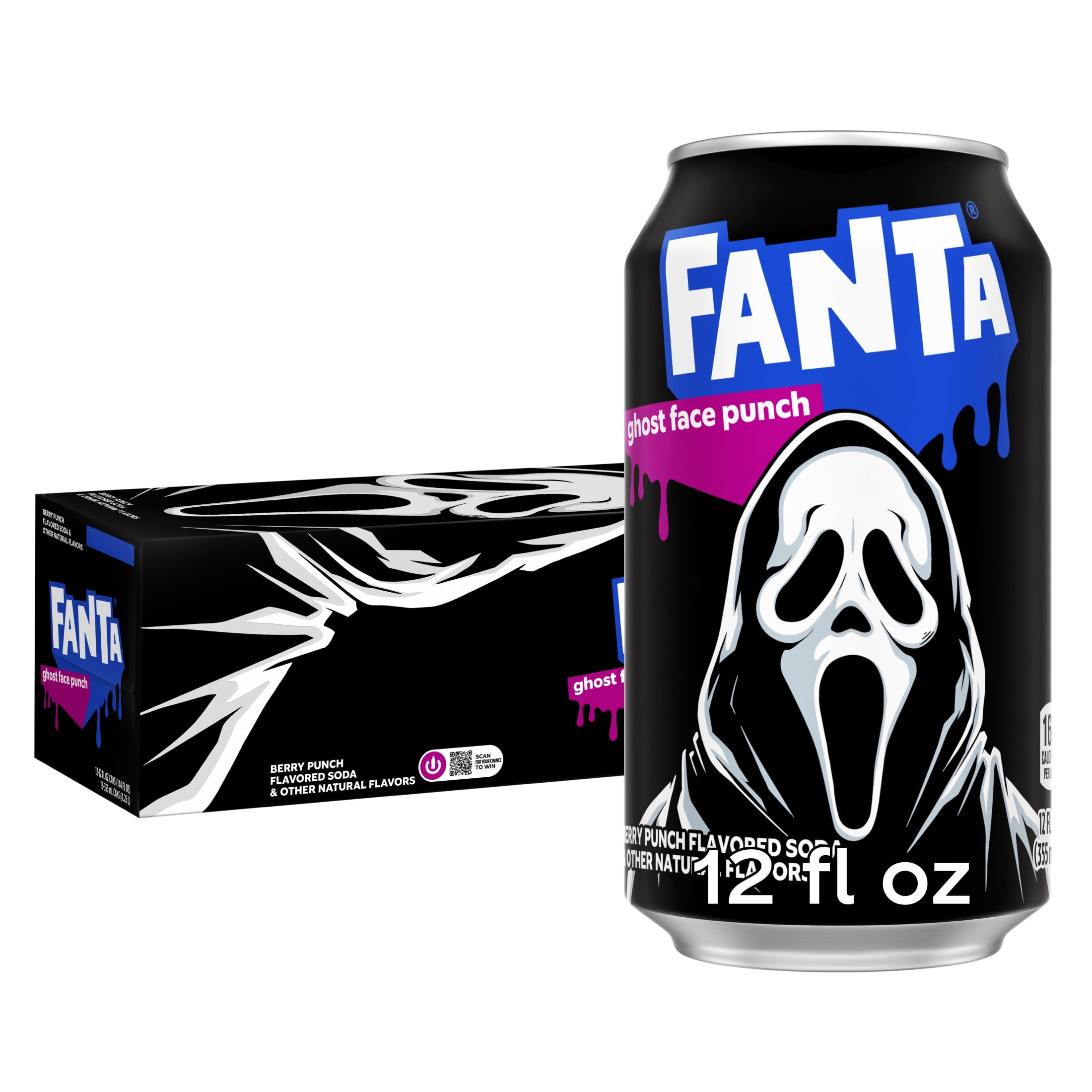Fanta Ghost Face Punch Soda Pop Fridge Pack Cans, 12 fl oz, 12 Pack