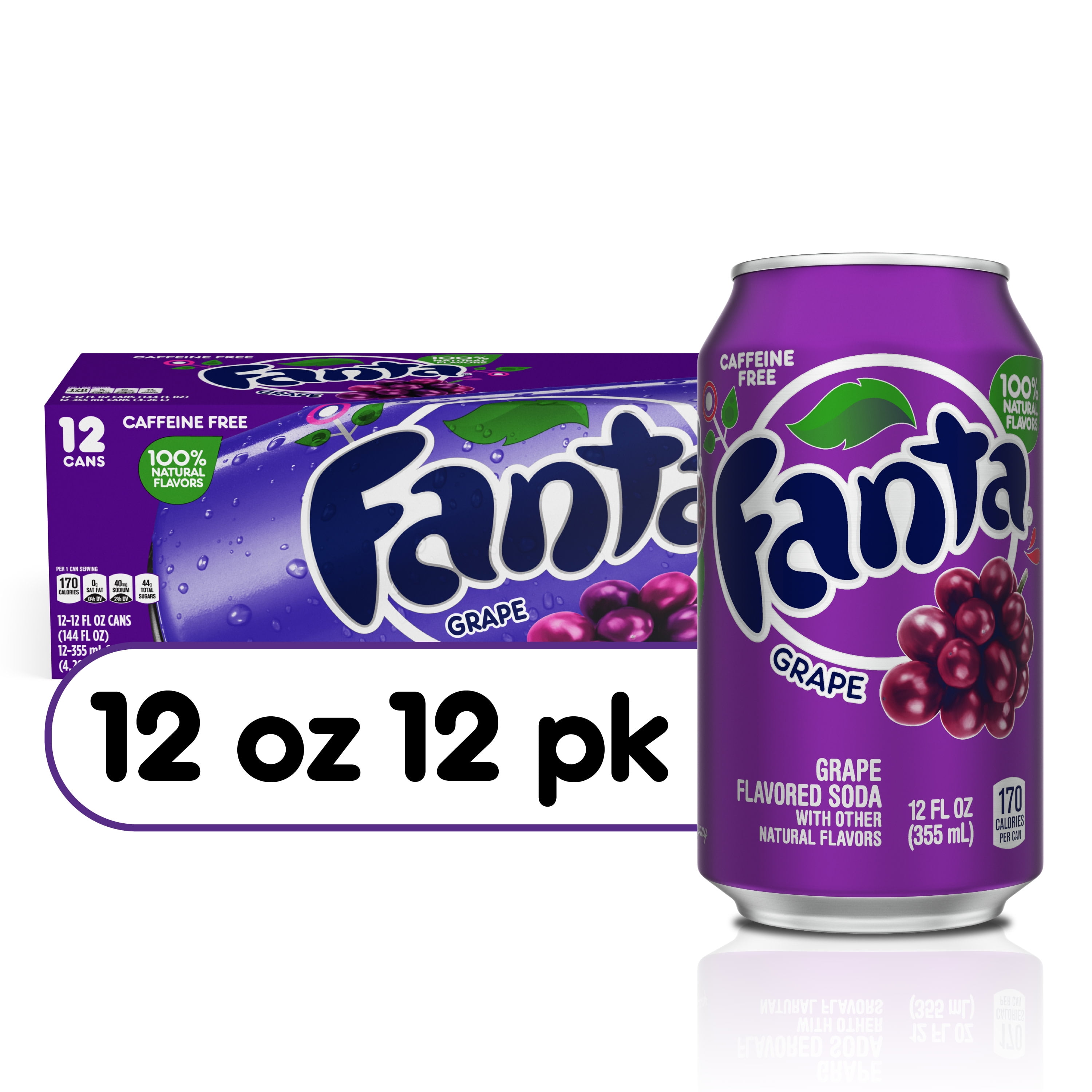 Fanta Grape Fruit Soda Pop, 12 fl oz, 12 Pack Cans Cote dIvoire