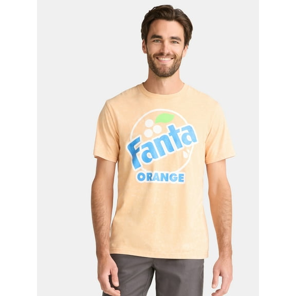Fanta Men's and Big Men's Orange Graphic Tee with Short Sleeves, Sizes S-3XL