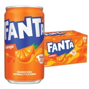 Fanta Orange Soda Pop Fridge Pack Mini Cans, 7.5 fl oz, 10 Pack