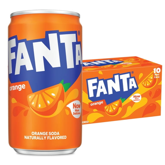 Fanta Orange Soda Pop Fridge Pack Mini Cans, 7.5 fl oz, 10 Pack