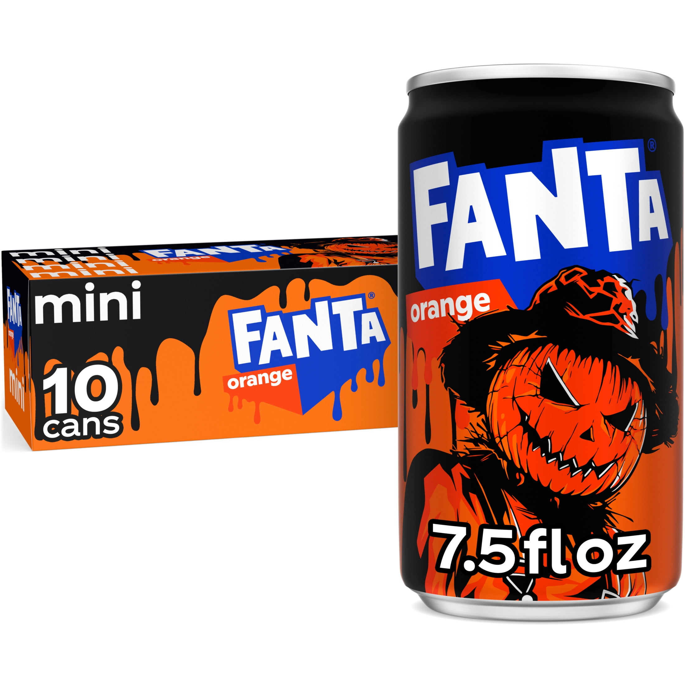 Fanta Orange Soda Pop Fridge Pack Mini Cans, 7.5 fl oz, 10 Pack