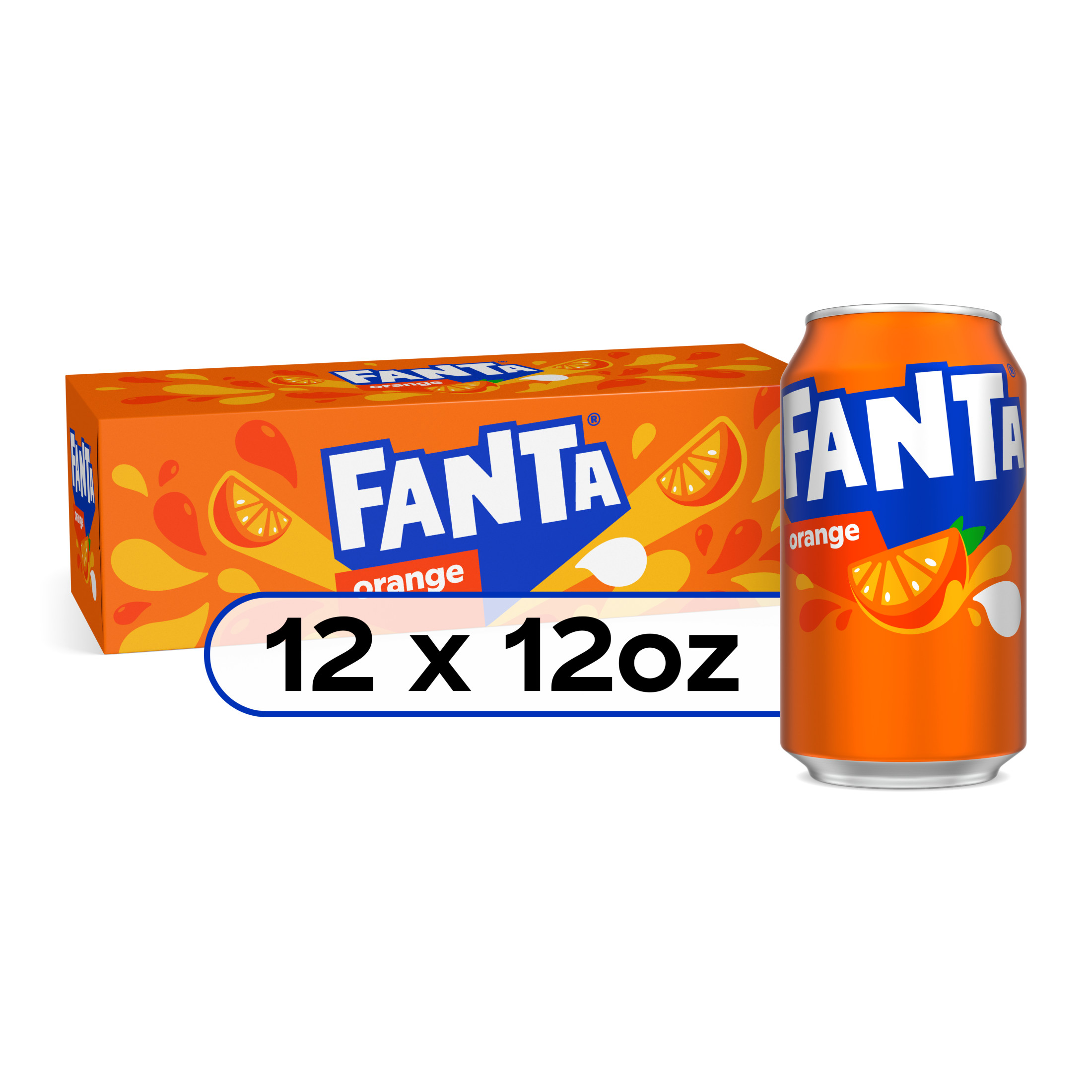Fanta Orange Fruit Soda Pop, 12 fl oz, 12 Pack Cans - image 1 of 8