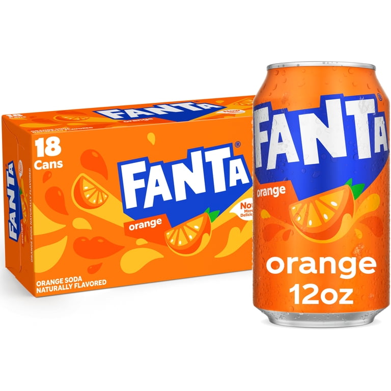 Fanta Orange Soda, 12 fl oz Cans, 18 Pack, Delicious Refreshing