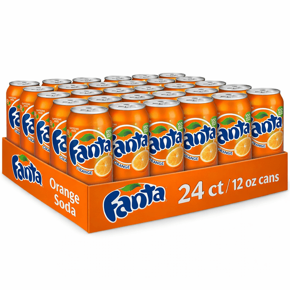 Fanta Orange Soda Soft Drink, Naturally Flavored Citrus Beverage, 12 fl oz Cans, 24 Pack