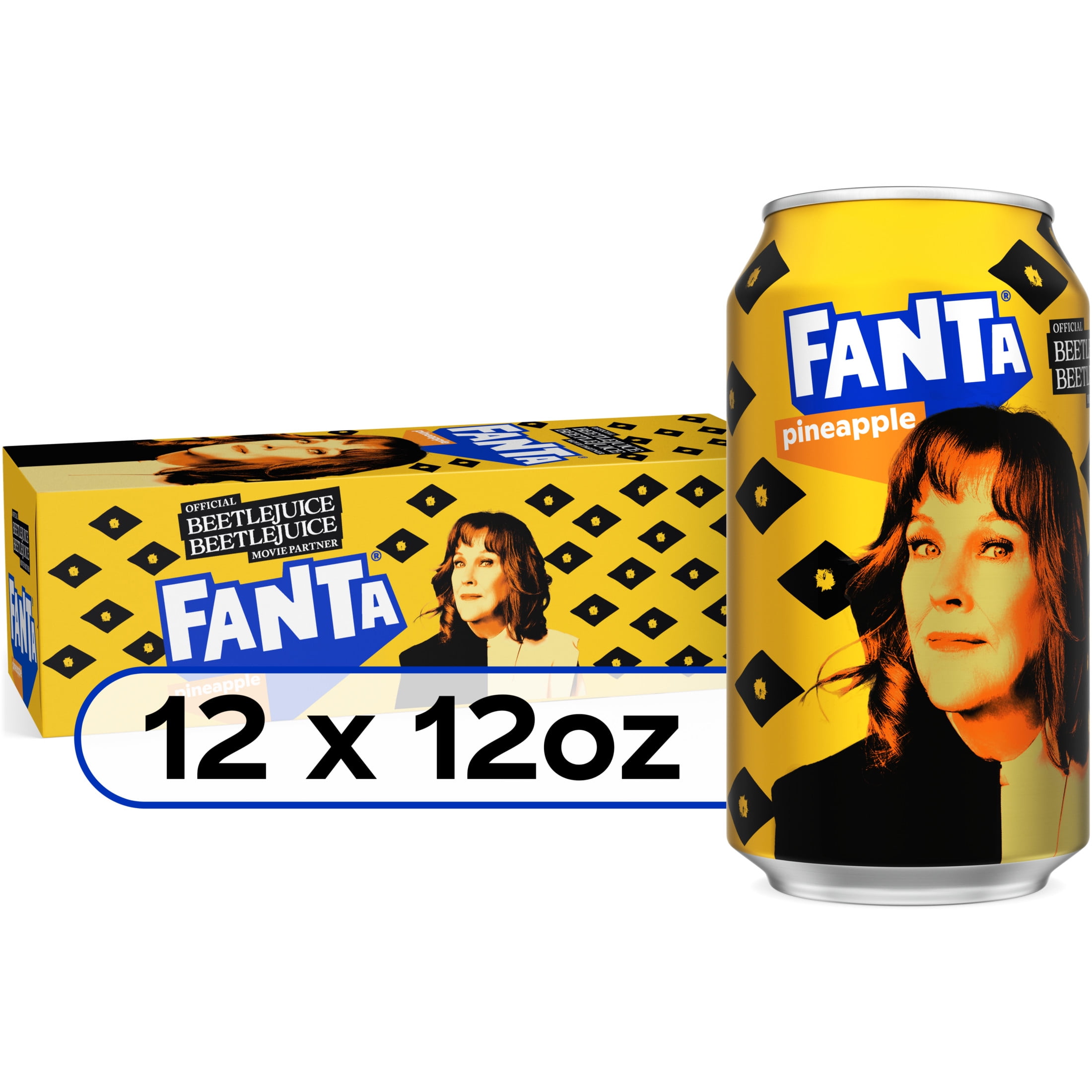 Fanta Pineapple Fruit Soda Pop, 12 fl oz, 12 Pack Cans