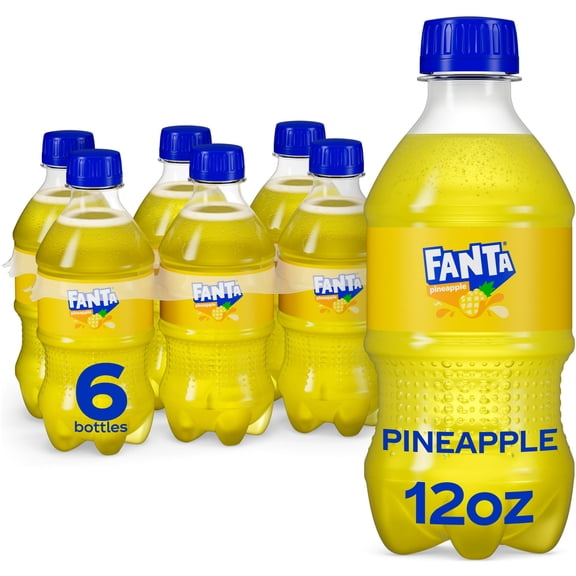 Fanta Pineapple Soda Pop Bottles, 12 fl oz, 6 Pack