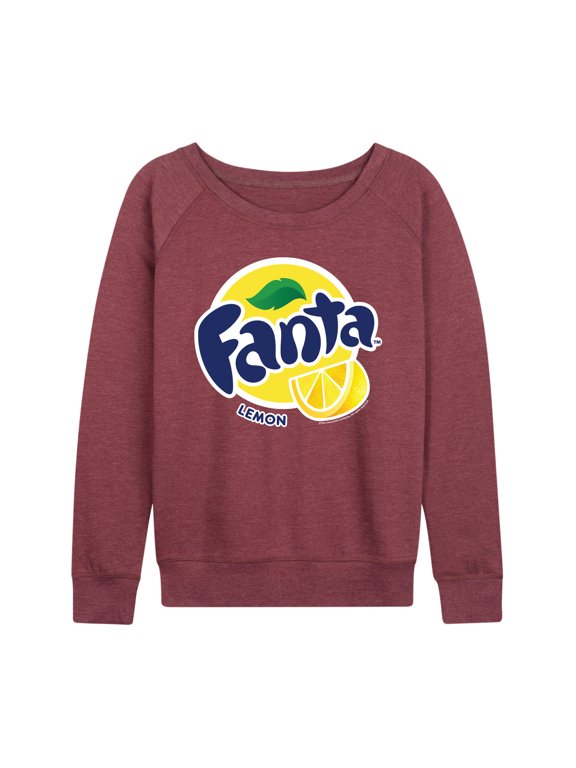 - Refresh With Fanta Women's Lightweight French Terry Wide Neck Long Sleeve Graphic Shirt