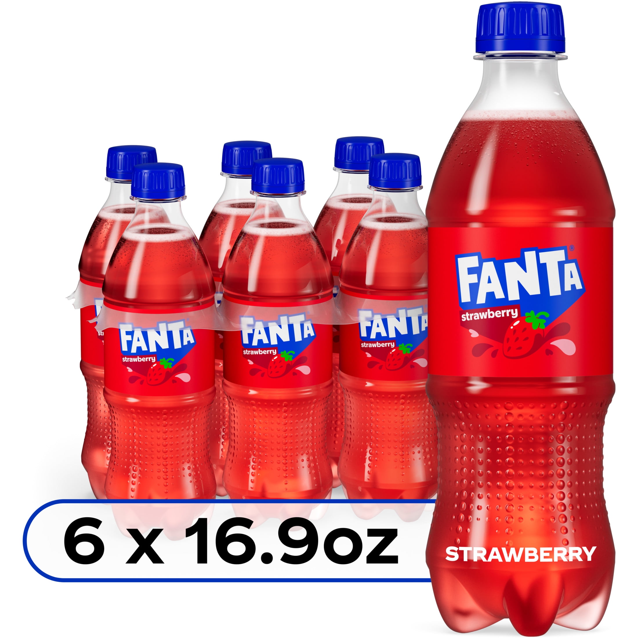 Fanta Strawberry Fruit Soda Pop, 16.9 fl oz, 6 Pack Bottles