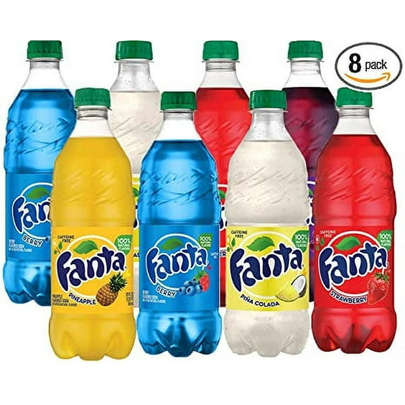 Fanta Variety 20 Ounce Case of 8 - Peach, Strawberry, Pineapple, & Grape