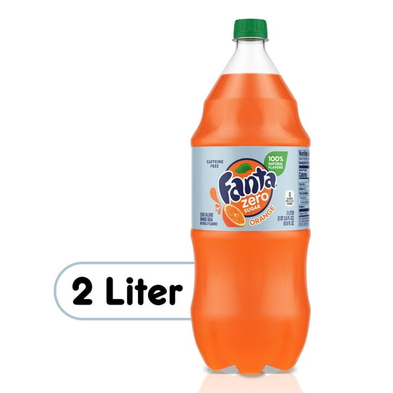 Fanta Zero Sugar Orange Soda Pop, 2 Liter Bottle