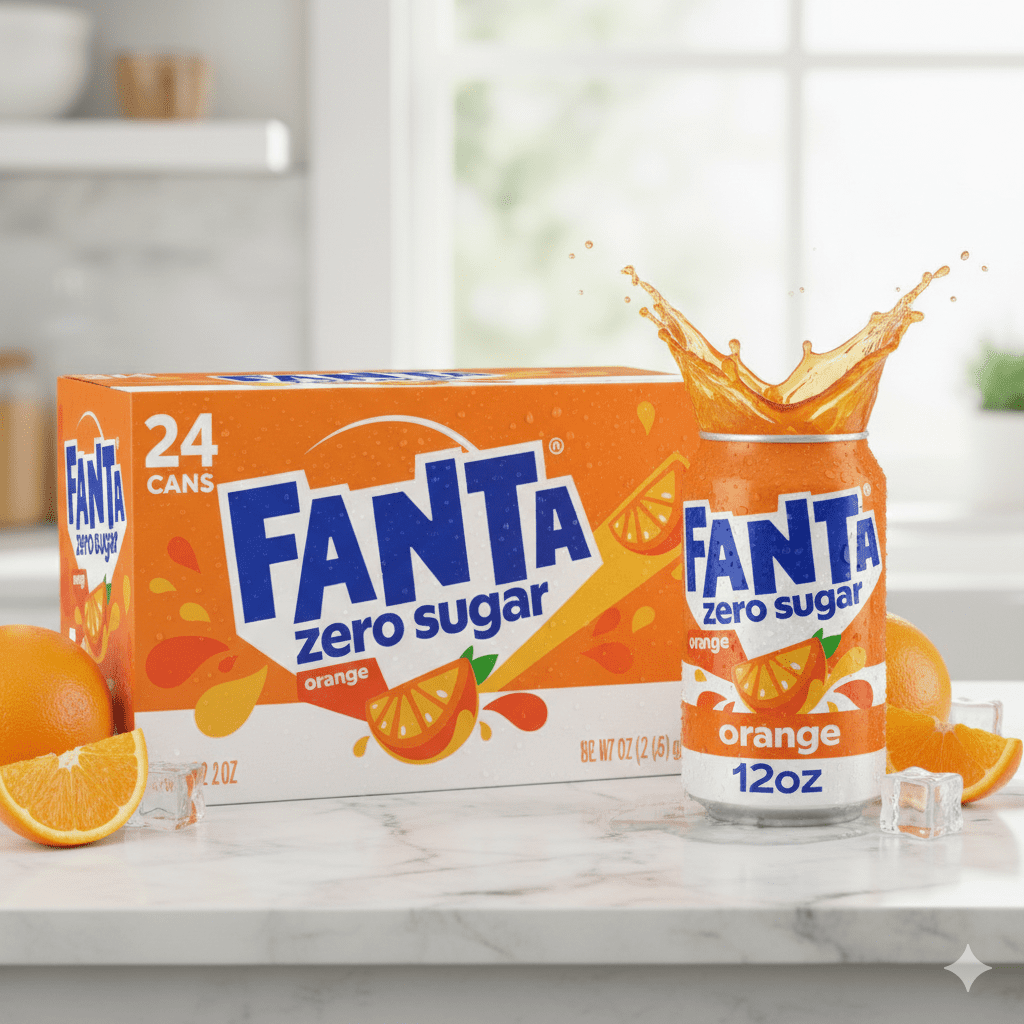 Fanta Zero Sugar Orange Soda Pop, 12 fl oz Fridge Pack Cans – 24-Pack