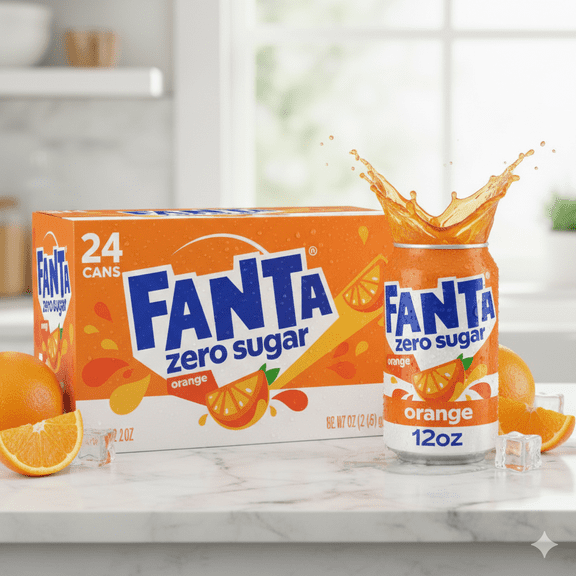 Fanta Zero Sugar Orange Soda Pop, 12 fl oz Fridge Pack Cans 24-Pack