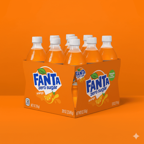 Fanta Zero Sugar Orange Soda Pop, 20 fl oz Bottle Pack of 12