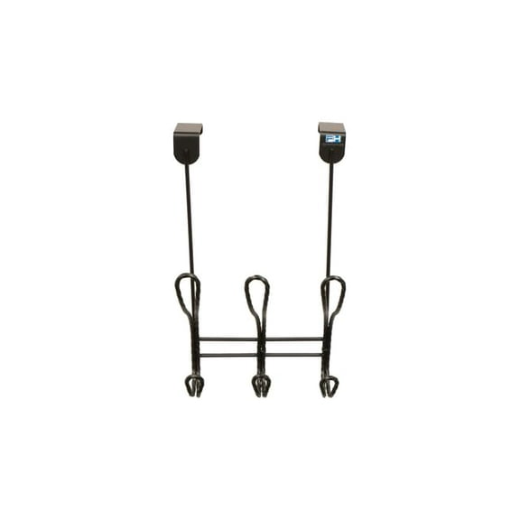 FantasHome Over the Door Hook Rail, Twist Design with 3 Double Hooks - Black
