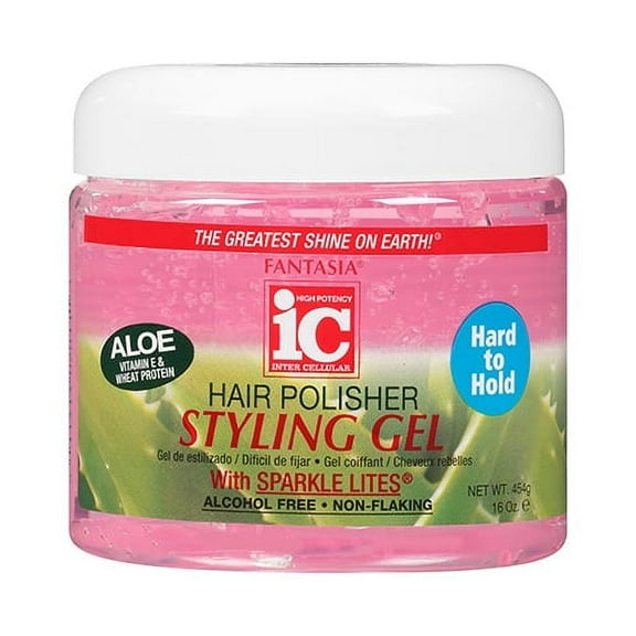 Fantasia Hair Polisher Styling Gel with Sparkles Lites, Hard to Hold, 16 Oz, 2 Pack
